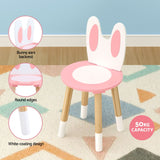 1 Set of Keezi Kids Dressing Table Wooden Bunny Pink - Low Angle