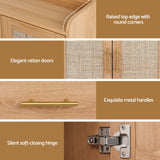 Artiss Buffet Sideboard Hutch Storage Cabinet Kitchen Cupboard Hooks Rattan Pine - Low Angle