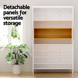 Artiss Shoe Rack Storage Cabinet 9 Tiers White - Rear View