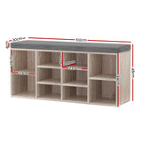 Artiss Shoe Rack Cabinet Shoe Bench Fabric Seat Pine BOA - Front View