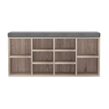 Artiss Shoe Rack Cabinet Shoe Bench Fabric Seat Pine BOA - Side View