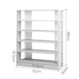 Artiss Shoe Rack Cabinet 30 Pairs 6-Tier Shelf White - Top-Down View
