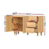 130cm Artiss Buffet Sideboard Cupboard Cabinet Pantry Storage Drawer Pine - Top-Down View