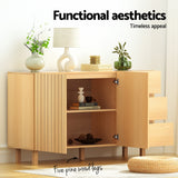 130cm Artiss Buffet Sideboard Cupboard Cabinet Pantry Storage Drawer Pine - Rear View