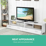 Artiss TV Cabinet Entertainment Unit 180cm White Eddie - Low Angle