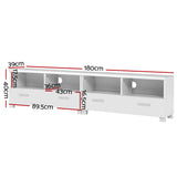 Artiss TV Cabinet Entertainment Unit 180cm White Eddie - Top-Down View