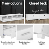 Artiss TV Cabinet Entertainment Unit 180cm White Eddie - Low Angle