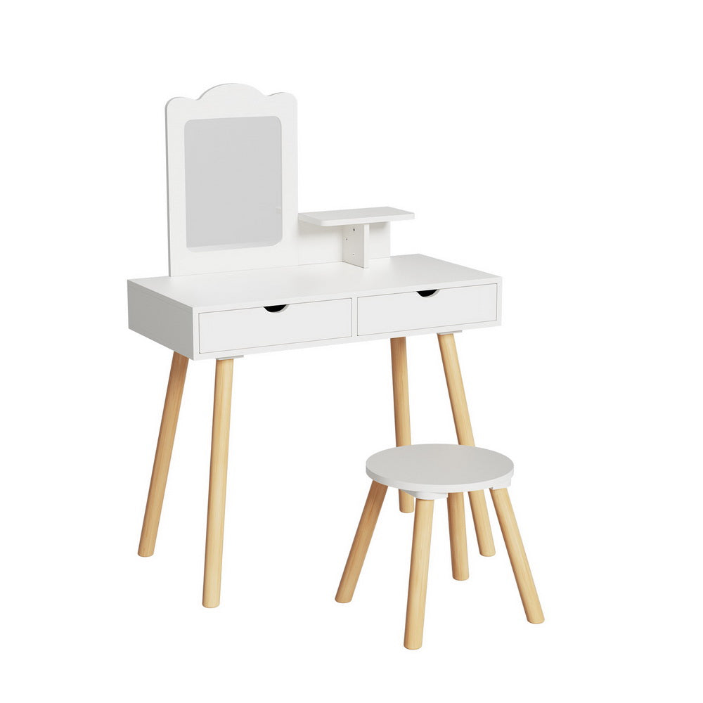 Keezi Children?? Vanity Makeup Table Set with Chair, Mirror, and Storage Drawers