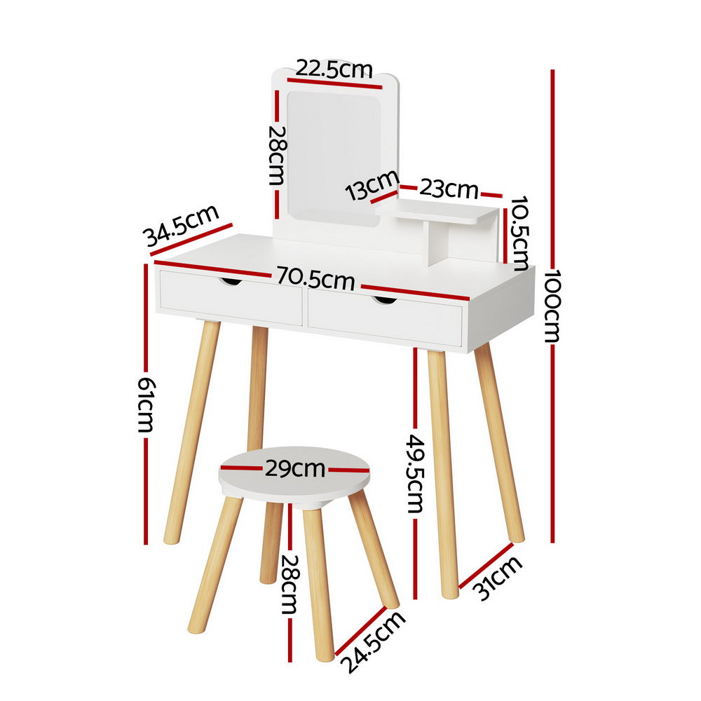 Keezi Children’s Vanity Makeup Table Set with Chair, Mirror, and Storage Drawers