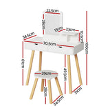 Keezi Children’s Vanity Makeup Table Set with Chair, Mirror, and Storage Drawers - Front View