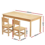 1 Keezi Kids Table and 2 Chairs Set Pinewood - Front View