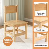 1 Keezi Kids Table and 2 Chairs Set Pinewood - Rear View