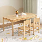 1 Keezi Kids Table and 2 Chairs Set Pinewood - Close-Up Angle