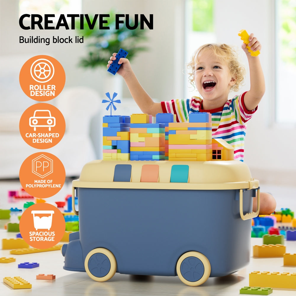 Keezi 3-Piece Car-Themed Toy Storage Set for Kids - Fun Organiser with Snack Box Options
