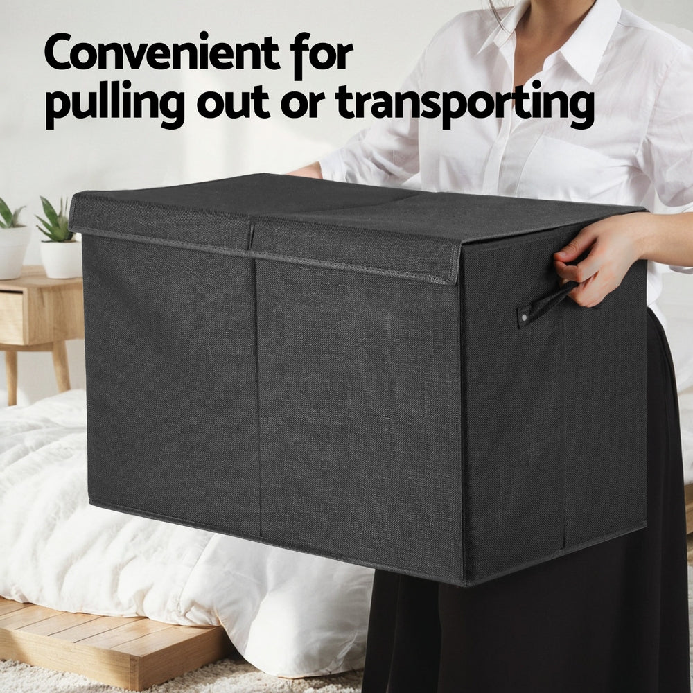 Keezi Extra-Large Linen Toy Storage Chest with Collapsible Design and Convenient Handles