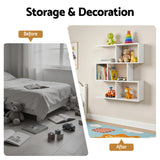 Artiss Floating Wall Shelf Bookshelf 3-Tier Display Storage Organiser White - Rear View
