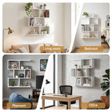 Artiss Floating Wall Shelf Bookshelf 3-Tier Display Storage Organiser White - Low Angle