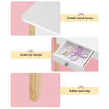 Keezi Kids Dressing Table Chair Set Wooden Leg Vanity Makeup Drawer Mirror - Close-Up Angle