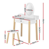 Keezi Kids Dressing Table Chair Set Wooden Leg Vanity Makeup Drawer Mirror - Front View