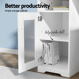 Artiss Office Desk and Chair Set L Shape Computer Desk 150cm with Storage Cabinet & Drawers, Ergonomic PU Leather Office Chair, White Home Office Furniture - Close-Up Angle