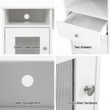Artiss Office Desk and Chair Set L Shape Computer Desk 150cm with Storage Cabinet & Drawers, Ergonomic PU Leather Office Chair, White Home Office Furniture - Low Angle