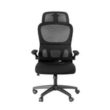 Artiss Office Desk and Chair Set L Shaped Computer Desk 136cm with 2 Tier Storage Shelves, Ergonomic Mesh Office Chair with Adjustable Headrest, Flip-Up Armrests & Lumbar Support - Side View