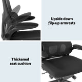 Artiss Office Desk and Chair Set L Shaped Computer Desk 136cm with 2 Tier Storage Shelves, Ergonomic Mesh Office Chair with Adjustable Headrest, Flip-Up Armrests & Lumbar Support - Rear View