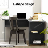 Artiss Office Desk and Chair Set L Shaped Computer Desk 136cm with 2 Tier Storage Shelves, Ergonomic Mesh Office Chair with Adjustable Headrest, Flip-Up Armrests & Lumbar Support - Extra Image