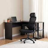 Artiss Office Desk and Chair Set L Shaped Computer Desk 136cm with 2 Tier Storage Shelves, Ergonomic Mesh Office Chair with Adjustable Headrest, Flip-Up Armrests & Lumbar Support - Extra Image