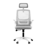 Artiss Home Office Desk and Chair Set, 136cm L Shaped Computer Desk with Shelves & Cable Management, Ergonomic Mesh Office Chair with Adjustable Headrest, Flip-Up Armrests - Side View