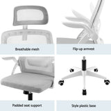 Artiss Home Office Desk and Chair Set, 136cm L Shaped Computer Desk with Shelves & Cable Management, Ergonomic Mesh Office Chair with Adjustable Headrest, Flip-Up Armrests