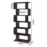 Artiss Bookshelf 6 Tiers - RIVA Black - Top-Down View