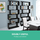 Artiss Bookshelf 6 Tiers - RIVA Black - Close-Up Angle