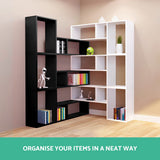 Artiss Bookshelf L Shape DIY - Black