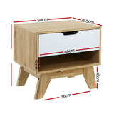 Modern Two-Tone Wooden Nightstand with Drawer and Shelf Storage - Front View