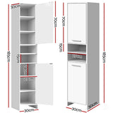 Artiss Bathroom Cabinet Storage 185cm White - Front View