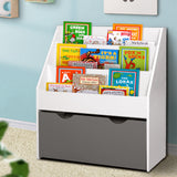 Keezi 3 Tiers Kids Bookshelf Magazine Rack Children Bookcase Organiser Storage - Close-Up Angle