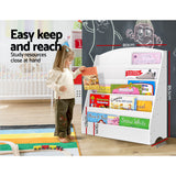 Keezi 5 Tiers Kids Bookshelf Magazine Shelf Organiser Bookcase Display Rack White - 45-Degree Angle