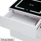 Artiss Smart Bedside Table 3 Drawers with Wireless Charging Ports LED White ADAD