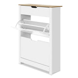 Artiss Shoe Rack Cabinet 16 Pairs White Ana - Side View