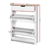 Artiss Shoe Rack Cabinet 16 Pairs White Ana - Top-Down View