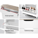 Artiss Shoe Rack Cabinet 16 Pairs White Ana - Low Angle