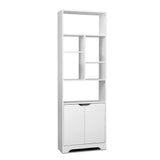 Artiss Bookshelf with Cabinet - GINA White - Side View