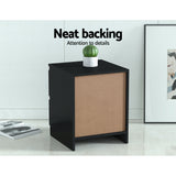 Artiss Bedside Table 2 Drawers - PEPE Black - 45-Degree Angle