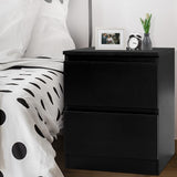 Artiss Bedside Table 2 Drawers - PEPE Black - Close-Up Angle