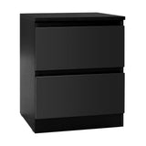 Artiss Bedside Table 2 Drawers - PEPE Black - Low Angle