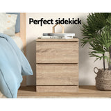 Artiss Bedside Table 2 Drawers - PEPE Oak - Top-Down View