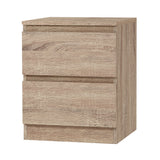 Artiss Bedside Table 2 Drawers - PEPE Oak - Close-Up Angle
