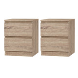 Artiss 2x Bedside Table 2 Drawers - PEPE Oak - Front View