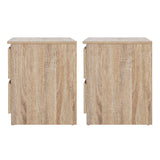 Artiss 2x Bedside Table 2 Drawers - PEPE Oak - Top-Down View
